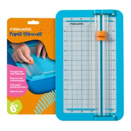Fiskars Kids Junior Paper Trimmer – Turquoise Safe and Easy Paper Cutter for Crafting and School Projects 7 x 11.5 Inches