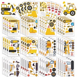 42 Sheets Make Your Own Construction Stickers Make A Face for Kids Toddlers with Trucks DIY Craft Stickers Kids Truck Themed Birthday Truck Party Supplies