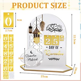 Ramadan Acrylic Calendar, Eid Mubarak Decoration, 30 Days Countdown Ramadan Calendar Children, DIY Ramadan Advent Calendar, Eid Mubarak, Ramadan Mubarak Decoration, Ramadan Gifts for Children (White)