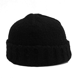 Wigwam Knitted fisherman trawler Skully beanie Hat Vintage style mens womans Hipster beanie hat skull cap (Black)