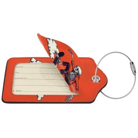 Buyidec 2 Pack Skeleton Skateboarder Luggage Tags for Suitcases, Leather Baggage Tag with Loop, Funny Cool Name Id Card Cover Travel Bag Labels Set for Women Men Boys Girls Kids