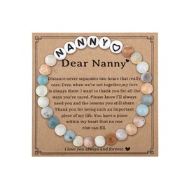 Sisadodo Nanny Christmas Gifts for Grandma Natural Stone Bracelet for Women Nana Grandma Birthday Gift from Granddaughter Grandson To My Nanny Bead Bracelets for Nana I Love You Gifts for Gigi