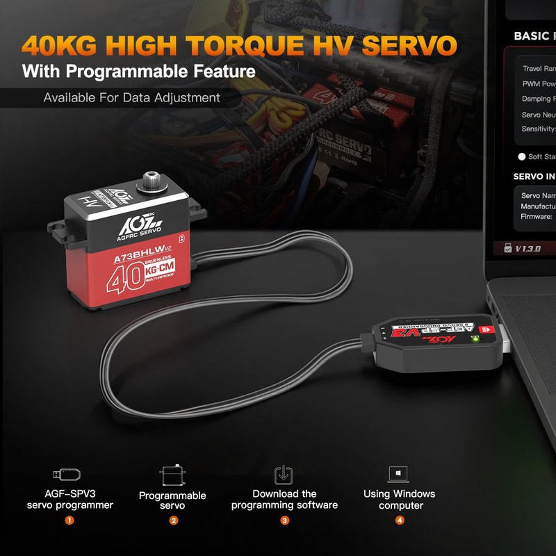 AGFRC 40KG Waterproof RC-Steering-Servo High-Torque - Full Metal Gear Brushless