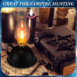 Retisee Oil Lamp Indoor Rustic Kerosene Lamp Lantern Metal Glass for Indoor Vintage Glass Clear Kerosene with Oil Wick for Use Home Decor Lighting(2 Pieces,Black)