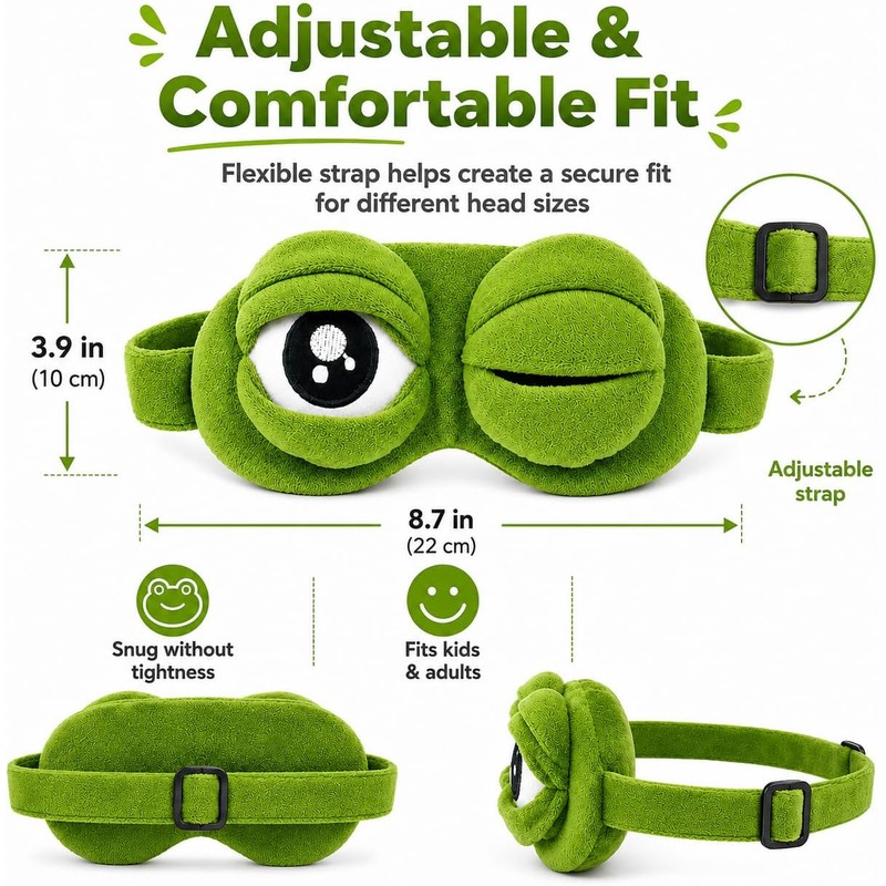 3D Frog Sleep Mask, Antifaz Para Dormir Gracioso, Frog Eye