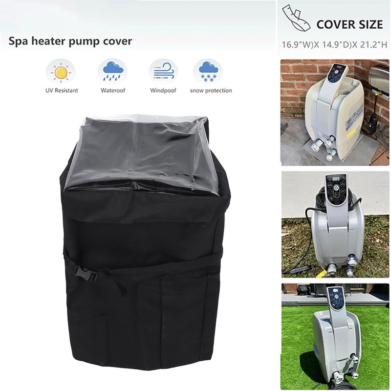 WOHPNLE Hot Tub Spa Heater Pump Cover, Waterproof Polyester Canvas