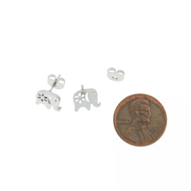 Unbranded Stainless Steel Earrings - Elephant Studs - 9mm x 8mm - 2 Pieces 1 Pair - ER039