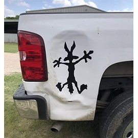 Fun Cartoon Coyote Vinyl Dent Fix Car Decal - Sticker Hitting Wall Decal Cars Truck Window Sticker Car Color or Reflective (20cm, Black)
