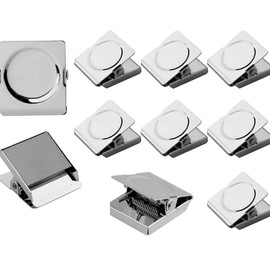 Magnetic Clips, LeTradeJP Refrigerator Magnetic Magnets for Whiteboards, Super Strong Magnetic Pins for Whiteboards, Set of 10 Stainless Steel Magnetic Clips, Office Supplies, School Supplies, Hook