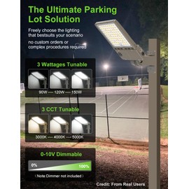 OPENLUX LED Parking Lot Light 150W 120W 90W Adjustable 3000K 4000K 5000K Tunable with Photocell ETL Listed 22500LM LED Shoebox Pole Flood Lights Outdoor Court Commercial Fixture AC100-277V