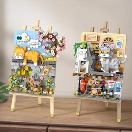 Creative Cat & House Design Building Blocks, 1 Count 3D Stand Mini Particle Assembly Toys, DIY Desktop Decoration for Home & Office - Color: multicolor10, Specification: 1387 Prohibition of involution