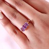 TJC Natural Amethyst Three Stone Ring for Women in 14ct