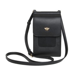 Alice Wheeler Vegan Leather Mini Bloomsbury Crossbody Phone Bag Bee (Black)