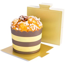 BEIQIYA 20pcs Square Cake Boards, Mini Cardboard Base for Pastries Cupcakes Cookies Bars Brownies Cakes, Dessert Tray Paper Plates for Weddings Engagement Birthdays Party- Gold