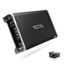 Recoil RED1200-1 2500 Watts Class-D Strappable Car Audio Mono-Block Subwoofer Amplifier, 1 Ohm Stable, Remote Bass Knob Included
