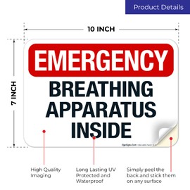 Sigo Signs, Breathing Apparatus Inside Sign, 10x7 Inches, 4 Mil Vinyl Decal Stickers Weather Resistant, Made in USA