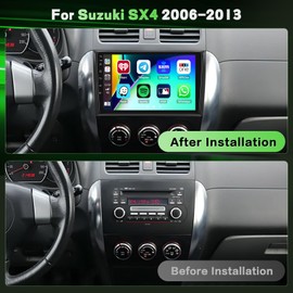2+64GB Android 15 Car Stereo for Suzuki SX4 2006-2013 Wireless Carplay Android Auto, 9'' Touch Screen Car Radio with GPS Navi, WiFi, Bluetooth Audio Receiver, SWC, FM RDS Tuner, Backup Camera