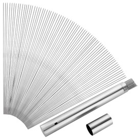 ZEAYEA 200 PCS Kabob Skewers, 13.4" Stainless Steel BBQ Sticks with Portable Storage Tube for Grilling, Metal Barbecue Skewer for Meat Shrimp Chicken Vegetable Outdoor Cooking