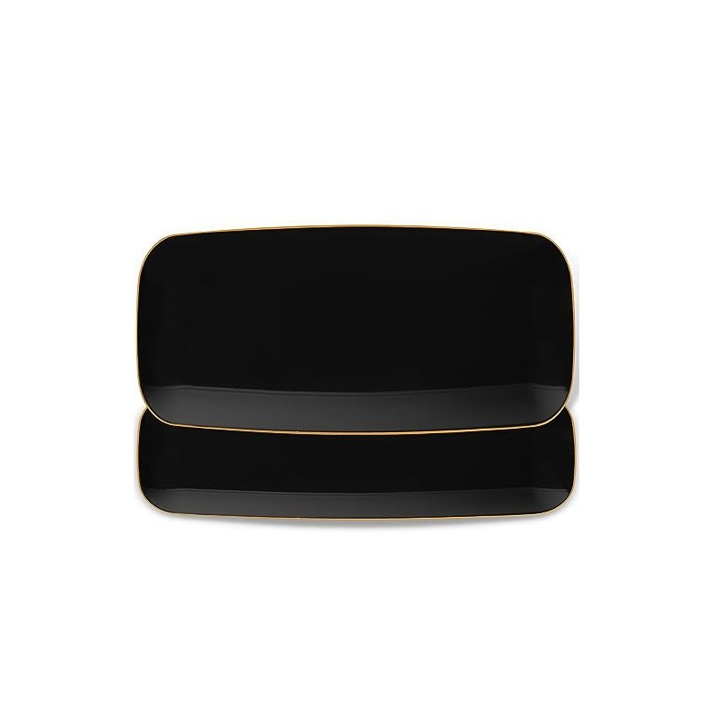 Blue Sky Organic Rectangle Black with Gold Rim Tray -