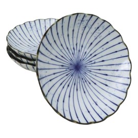 Pack Of 6 Fubuki Tokusa Made In Japan Round Flair Deep Plates Shallow Bowls 15oz