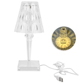 Crystal Lamp Strong Light Transmission Lampshade USB Low Energy Consumption Decorative Table Lamp for Living Room RestaurantWarm Light