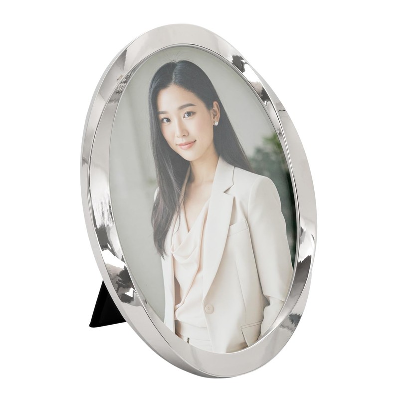 Happy Homewares Modern Oval Polished Nickel Plated Metal 4x6 Picture