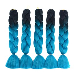 ShowJarlly 5 Packs Ombre Jumbo Braid Hair, Black/Navy Blue Hair African Braid Extension, 24inch Box Braid Hair Extensions Synthetic Colorful Hair Extensions for Braiding