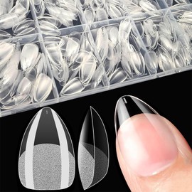 XIAOHEBAN Short Almond Nail Tips for Gel Nails - 600 Pieces Nail Tips Almond Soft Gel Press On Nails Short Pre-Shaped Full Cover Nail Tips Soft Gel Tips Artificial Nail for Nail Art DIY - 10 Sizes