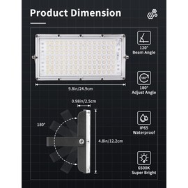 papasbox 100W LED Flood Light Outdoor, 8000LM Outdoor Security Lights,3000K Warm White led Stadium Lights,IP65 Waterproof Outdoor Lighting for Stadium Lawn Arena Yard Garage