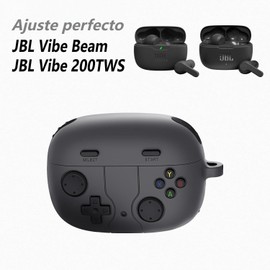 JIEYOUTA Funda para JBL Vibe 200TWS/Vibe Beam/Wave Beam/Wave Beam 2, Diseño de Consola de Videojuegos, suave silicona, impermeable y Anticaso, con Llavero y Kit de Limpieza