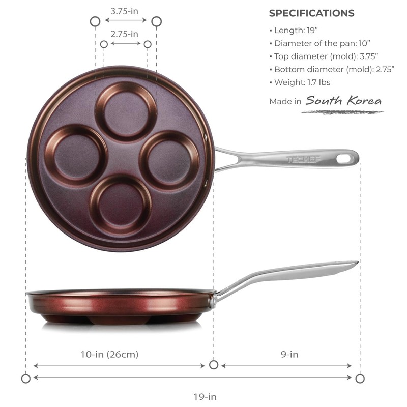 TECHEF - Egg Pan Nonstick, Aluminium Plett Pan, 4 Egg