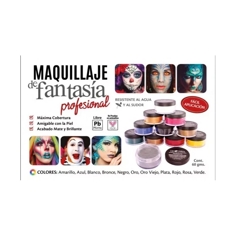 Mia Terra Cosmetics Maquillaje Body Paint Fantasia Payasos Cremoso Teatro