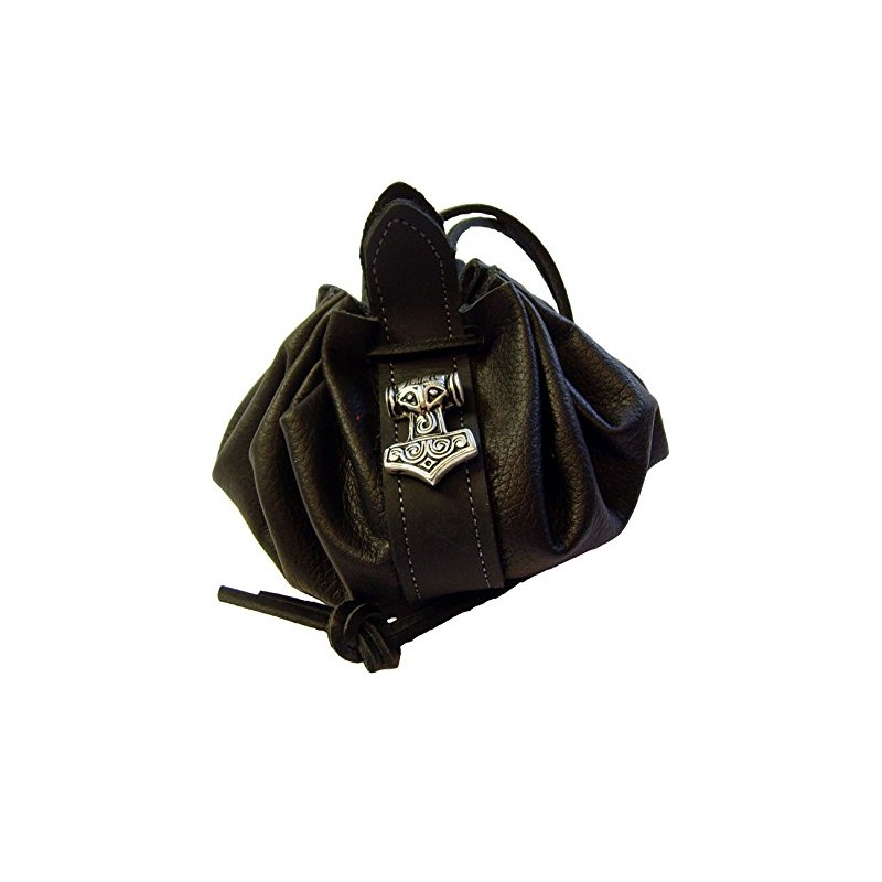 Mjölnir Thor Hammer Small Leather Bag Money Cat Colour Black,
