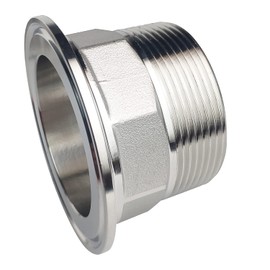 LOZOME 2.5" Sanitary Tri Clamp Tri Clover Fittings to NPT 2" Hex Male Thread Adaptor 304 Stainless Steel