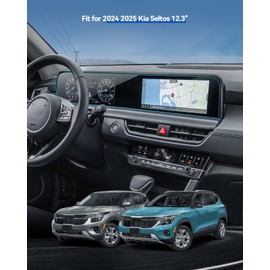 LANTU 2PCS Car Screen Protector for 2024 2025 Kia Seltos S/X-Line/EX/SX Accessories Navigation Digital Instrument Cluster Dual Displays Nano Touchscreen Protector Film HD Clear Bubble Free 12.3''