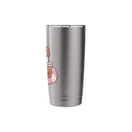Cute Capybara On Pool Float Hold Drinking Coffee Lover Girls Stainless Steel Insulated Tumbler
