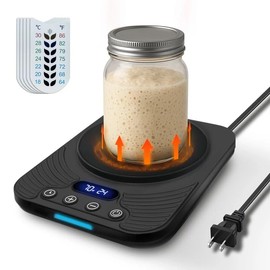 xoermioy Sourdough Starter Warmer – Precise Thermostat (70-110°F), Intelligent Memory & 24H Timer Function for Home Baking & Fermented Dough (Black)