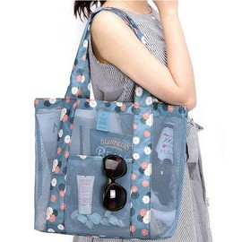 Cool Summer Beach Bag / Shoulder Bag / Transparent Swim Travel Bag Free Size/Blue Flower 10ea