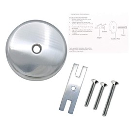 Gold-Hao-The-Bathroom Single Hole Bathtub Drain Overflow Plate/Tub Overflow Drain Ccover with Three Matching Screws/Bathtub Overflow Drain Cover Includes an Adapter (Chrome)