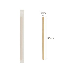 HTB HTB-CS200 Natural Bamboo Muddler Disposable Individual Packaging 5.5 inches (14 cm), 200 Pieces, Coffee Muddler, Outdoor, Eco Material, Sustainable, SDGs, Explorer