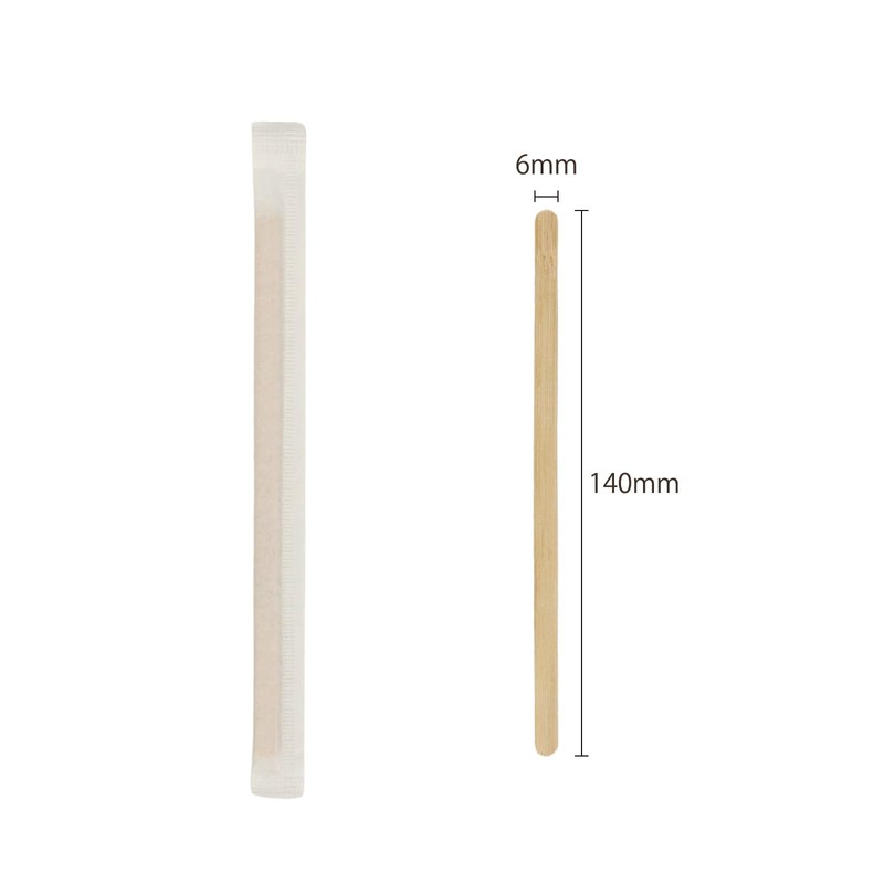 HTB HTB-CS200 Natural Bamboo Muddler Disposable Individual Packaging 5.5 inches