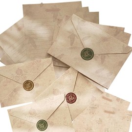 moin moin Letter Set Stationery Letter Antique Retro (36 Stationery + 18 Envelopes + 18 Closure Stickers) Large Capacity Art Brown Beige Strawberry Fruit Leaves Green Flower Thank You Thank You