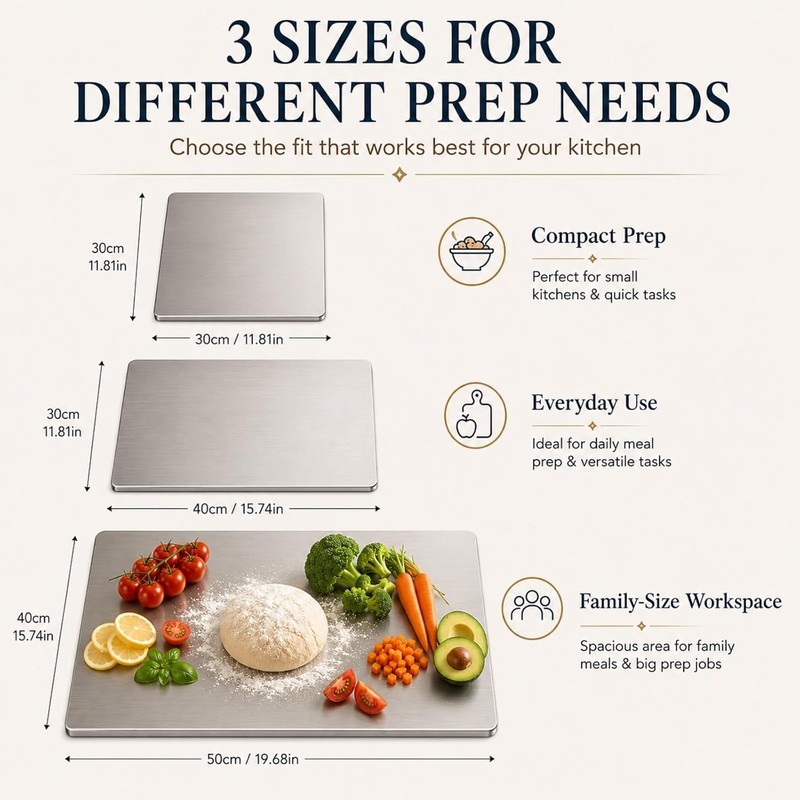 Stainless Steel Cutting Board with Lip for Kitchen，11.8×15.7in (B)