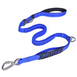 Heavy Duty Dog Leash for Large Dogs, 4-6FT Traffic Padded 2 Handles for Extra Control, Strong Shock Absorbing Bungee with Car Safety Buckle, Reflective for Night Walking