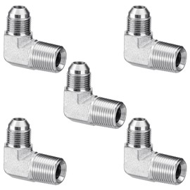 Racewill 5 Pack 90 Degree Elbow Hydraulic Adapter Fittings: 1/2" JIC Male x 1/2" NPT Male, with Protection Cover Hydraulic Hose Crimp Connectors