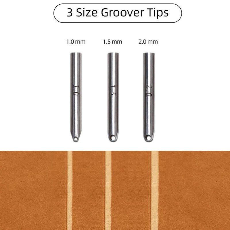 WUTA Professional 3 in 1 Leather Groover Tool Set Adjustable