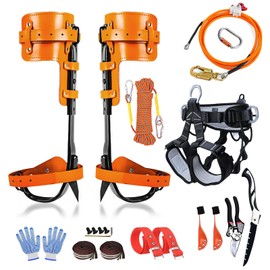 Tree Climbing Gear Set，Tree Climbing Spikes, Tree Climbing Gear with Adjustable Climbing Straps and Steel Core Flip Line, Rock Climbing Kit with Triple Lock Lanyard Adjuster
