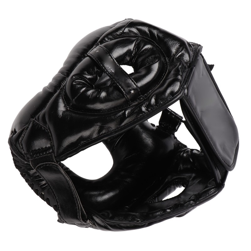 Boxing Headgear Black Head Guard Large Full Coverage PU Shock