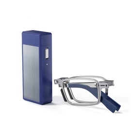 SKYOLUY Durable Ultra Thin and Lightweight Folding Reading Glasses for Men Women, Blue Light Blocking Compact Computer Foldable Readers, Pocket Portable Sturdy Frame With Case Blue 1.5x