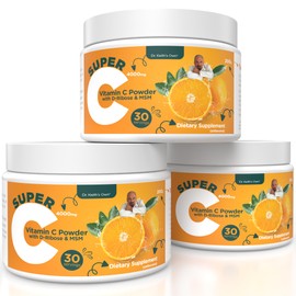 Dr. Keith's Own Super C - High Dose 4000mg Buffered Vitamin C Powder with D-Ribose, Glycine, MSM - Highly Absorbable, Stomach-Friendly, Daily Immune Support - Unflavored, 200 Grams Each (3 Pack)